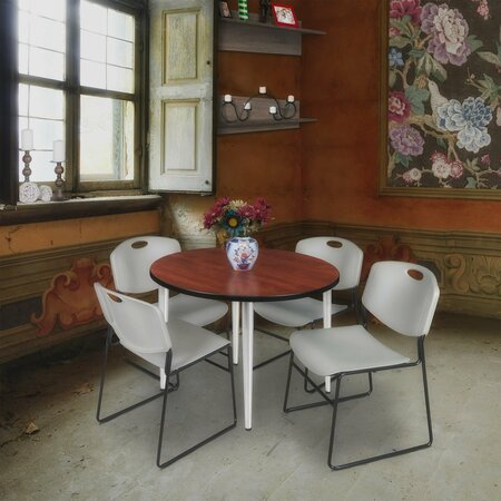 REGENCY Kahlo Round Table & Chair Sets, 36 W, 36 L, 29 H, Wood, Metal, Polypropylene Top, Cherry TPL36RNDCHCM44GY